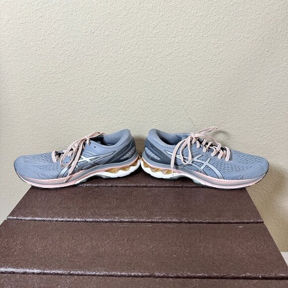 ASICS Gel Kayano 27 Size 8.5 Running Athletic Shoes Grey with Pink - Picture 4 of 11